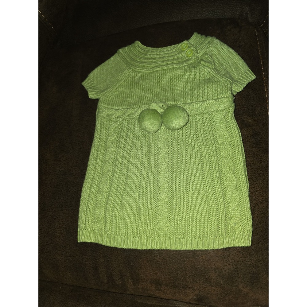 Crazy 8 I heart winter green sweater dress with baubles size 6 12 months